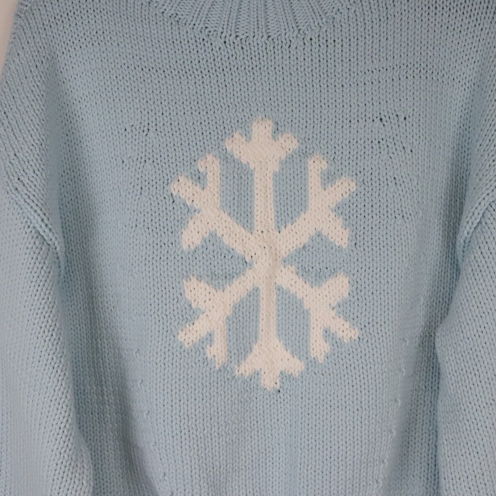 NWT Anthropologie Maeve Snowflake Pippa Icon Sweater XL Light Blue Mock Neck - Picture 5 of 9
